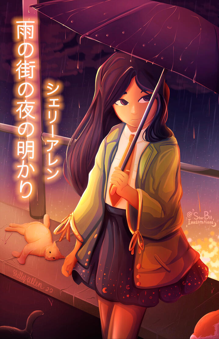 Night Lights in the Rainy City